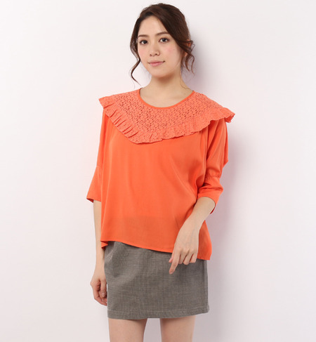 レースフリル切替プルオーバー