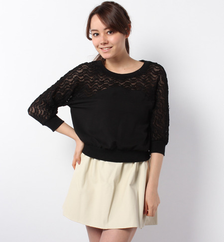 透かし編み切替2WAYプルオーバー