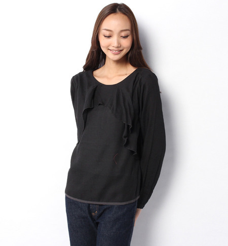 フリルパイピングブラウス