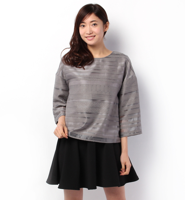 【Omekashi】オーガンジーボーダープルオーバー