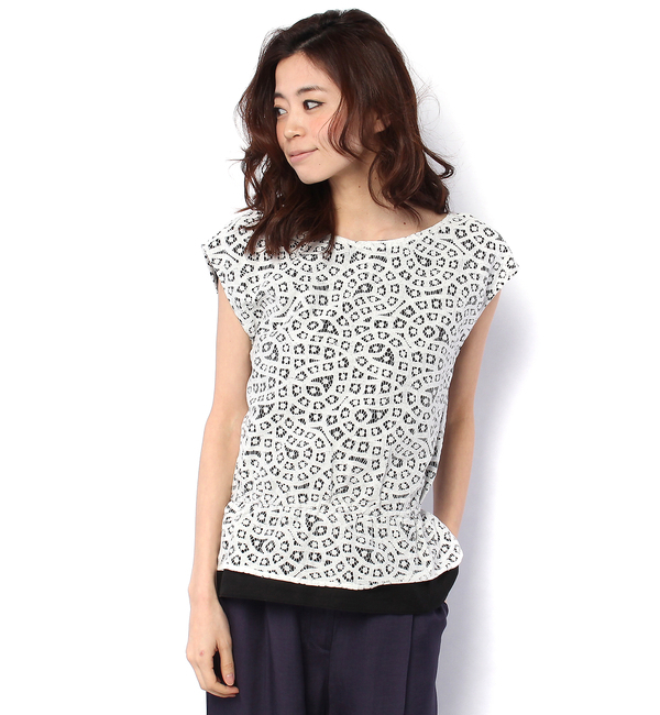 【Omekashi】レース重ねドルマンブラウス