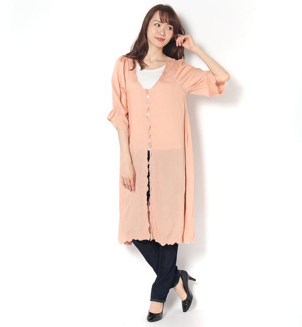 【Omekashi】刺繍ロングカーデ