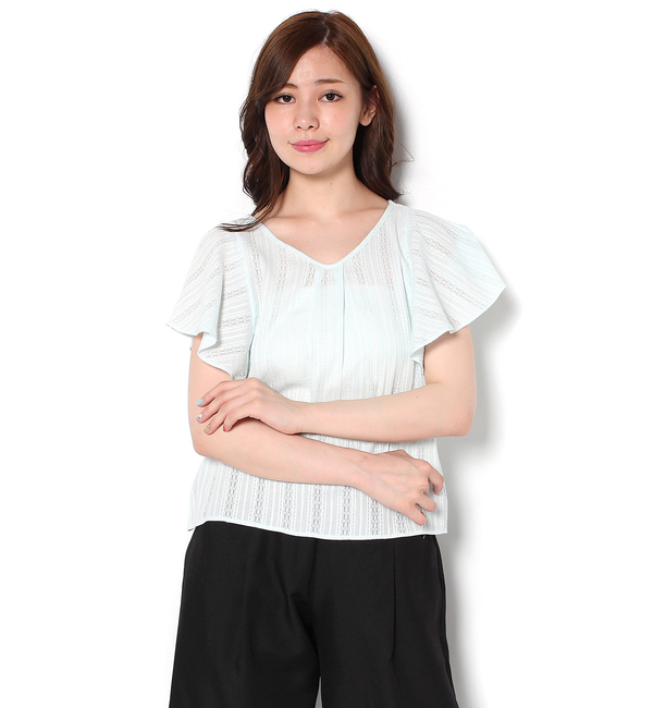 前タックフリル袖ブラウス