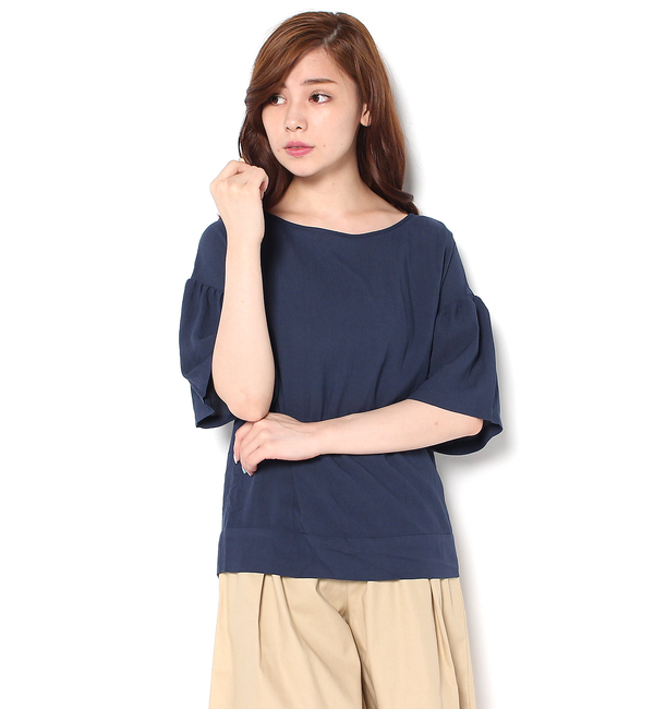 【ミスティック/mystic】 袖ギャザーブラウス [送料無料]