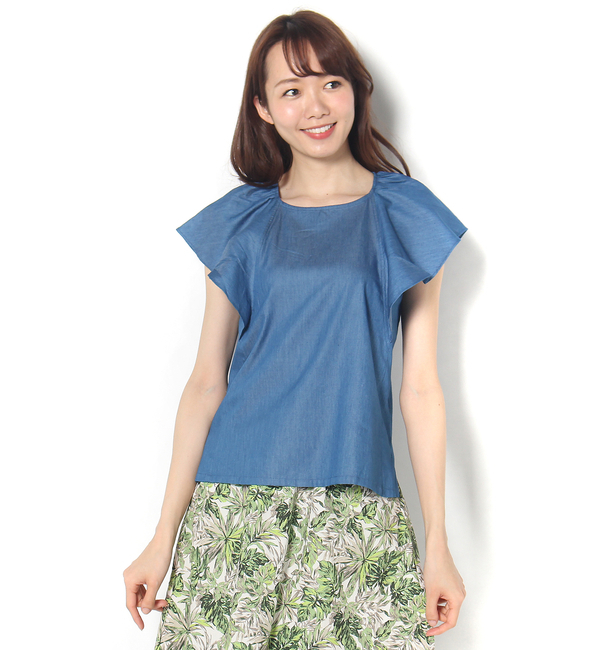 テンセルデニム袖フリルPO