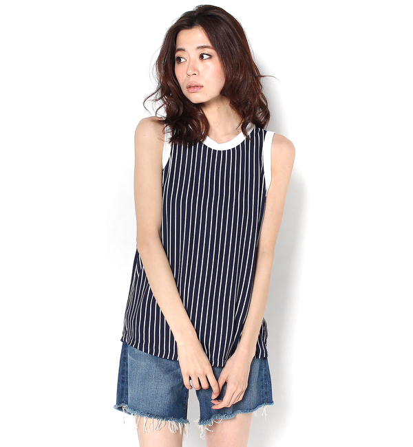 シフォンストライプタンクトップ