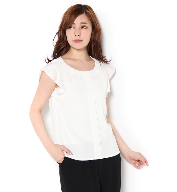 袖ラッフルブラウス