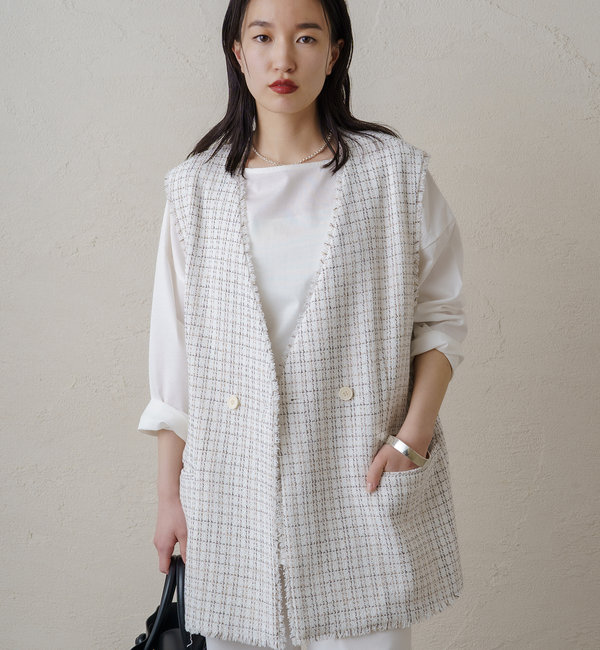 Loungedress ツイードジレ 新品 黒 - ベスト