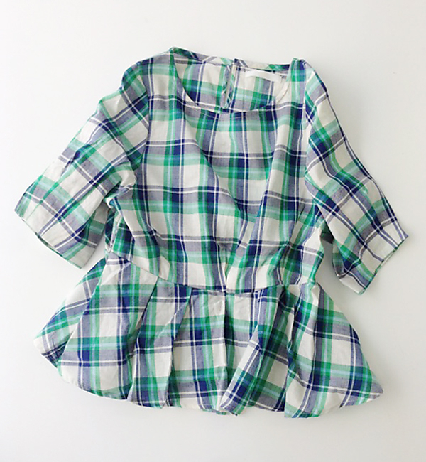 チェックペプラムチュニック