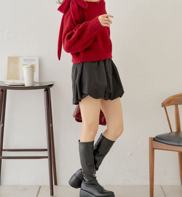 【新色追加/低身長・高身長サイズあり】ナイロンバルーンミニスカート