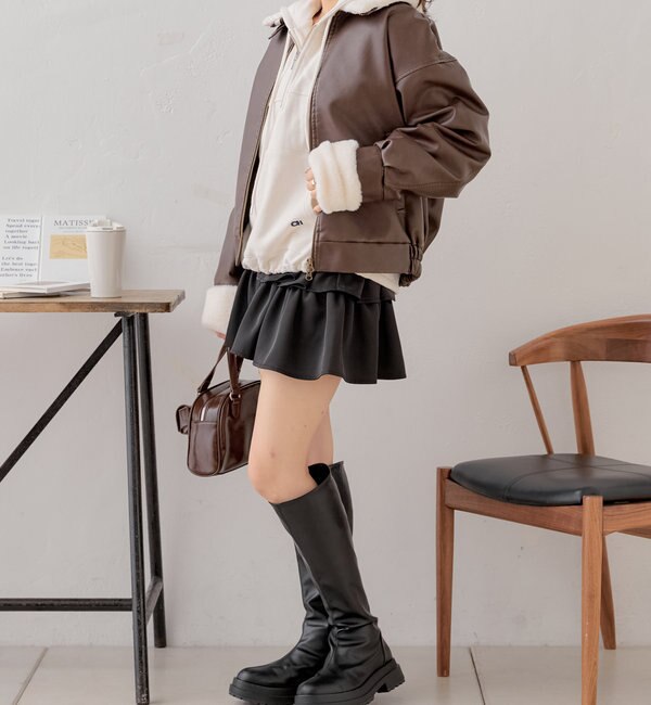 2サイズ展開/ファー襟付レザーブルゾン|Chico(チコ)の通販