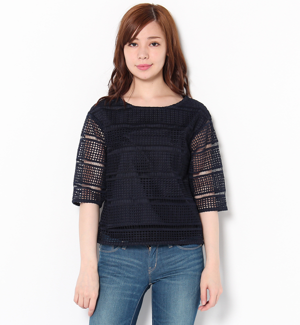 【WEB店舗限定販売】ブロックレースブラウス