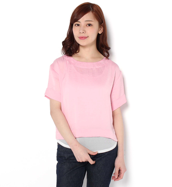 2WAYサテンレイヤードTEE