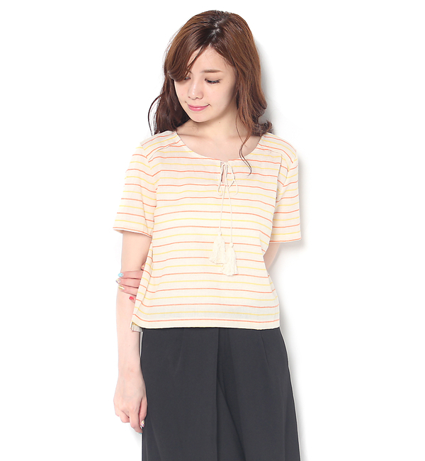 ストライプフリンジTEE