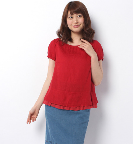 リネンキャンバス×チュール 裾フリルBL