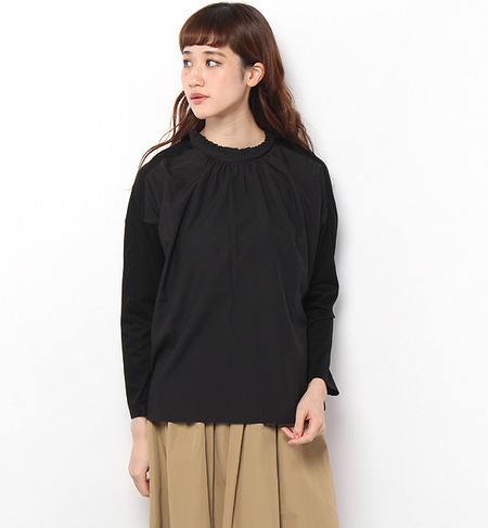 【マリンフランセーズ/LA MARINE FRANCAISE】 リヨセルコットンetリヨセル天竺 フリルブラウス [送料無料]