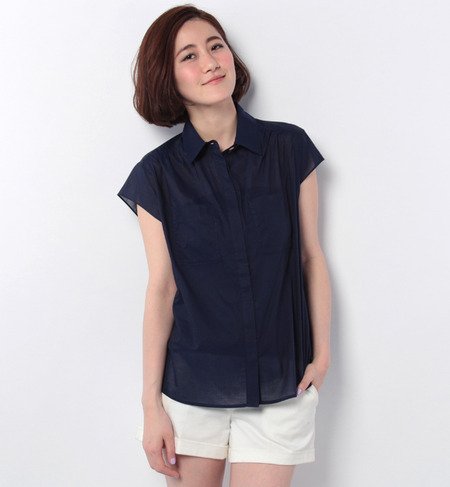 シャンブレーフレンチスリーブシャツ