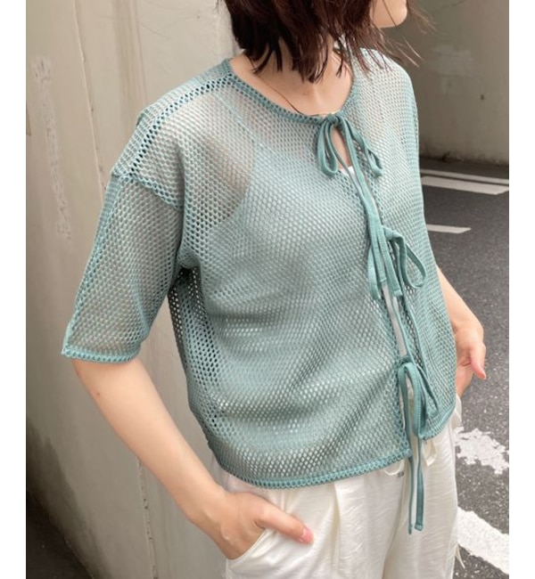 前後着用可能】２ＷＡＹメッシュリボン５分袖|LOWRYS FARM(ローリーズファーム)の通販｜アイルミネ