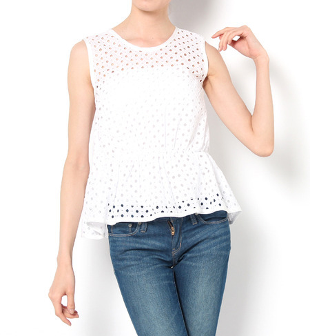 【NET販売限定】コットンレースパイピングブラウス