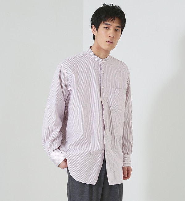 【Individualized shirts】別注 / ストライプ バンドカラー