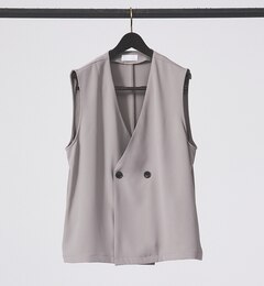 【WHITE LINE / セットアップ対応】トロミ ストレッチ ダブル ジレ