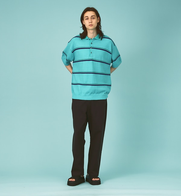 DAIRIKU Half Zip Border Polo Knit