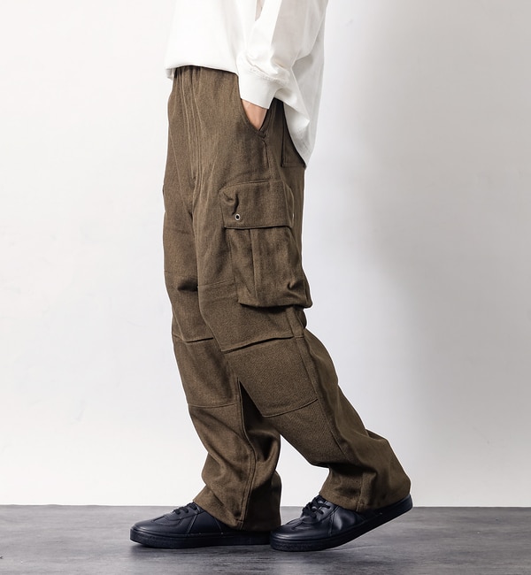 人気ファッションメンズ|【アバハウス/ABAHOUSE】 POLY TWILL WIDE MILITARY CARGO/ワイドカーゴパンツ