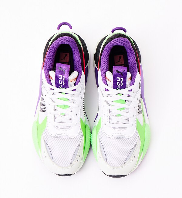 lime green and purple pumas