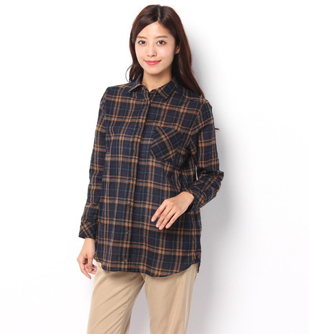 ウール混チェックシャツ