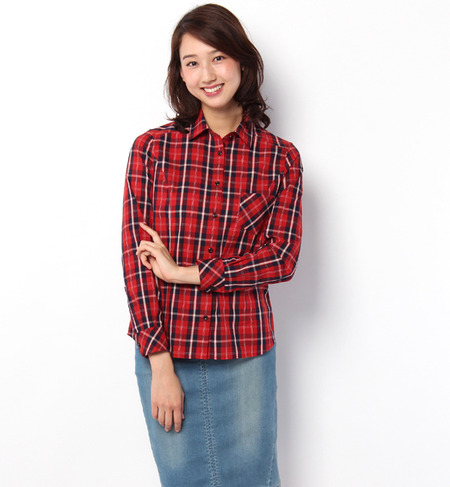 綿ブロードチェックシャツ