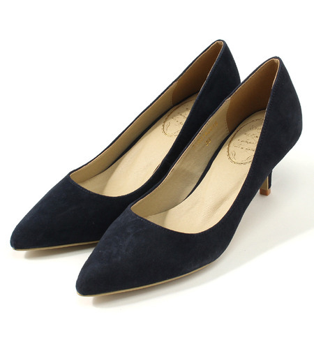 low-heel スェードパンプス
