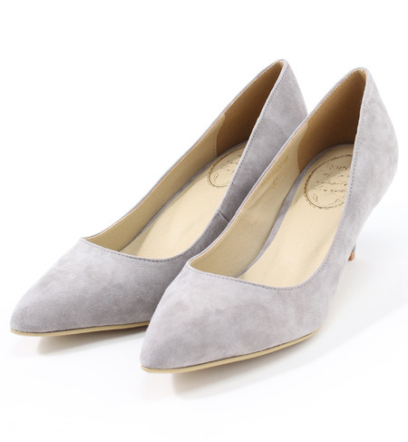 low-heel スェードパンプス