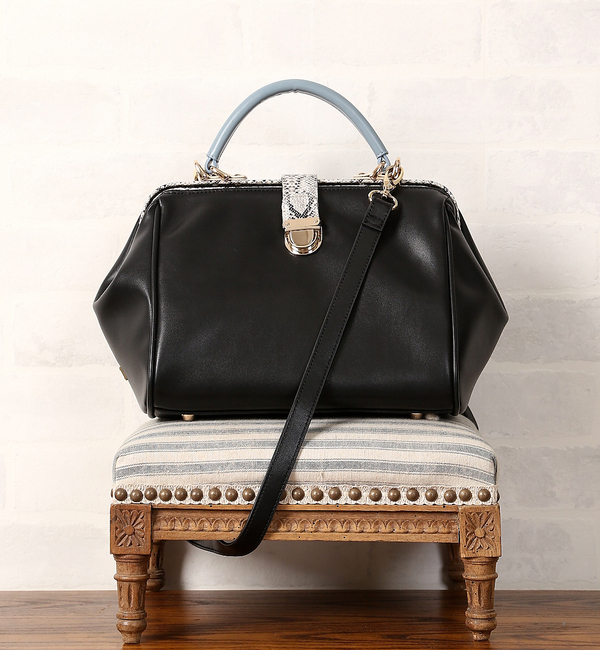 【ピシェ アバハウス/Piche Abahouse】 パイソンコンビ口金ボストン [送料無料]