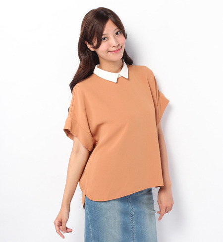 衿バイカラーシャツ