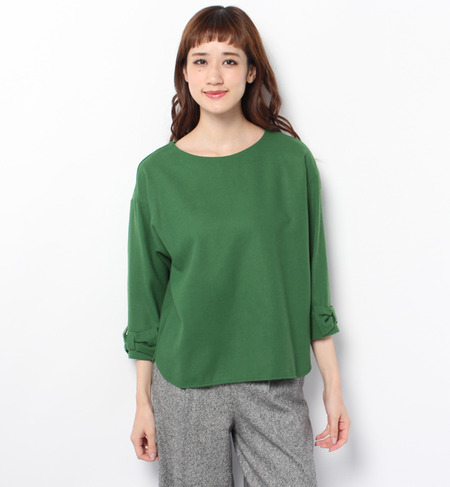 袖口リボンウールブラウス