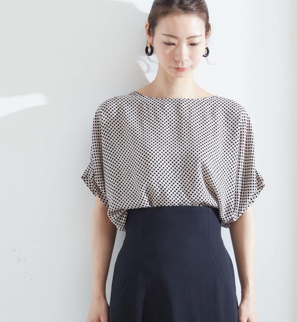 WEB限定 専用 TIARA 3トーンドットプリントドットドルマンブラウス 