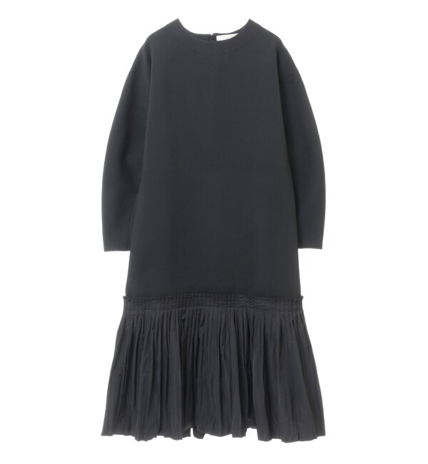 【MARILYN MOON(マリリンムーン)】ワンピース/pin tuck&pleated polyester knitdress