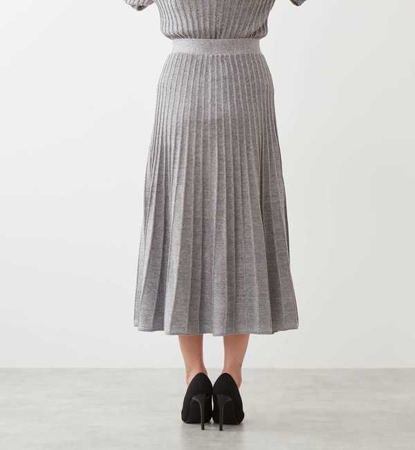 MARILYN MOON（マリリンムーン）】shine lame knit pleets skirt|TIARA