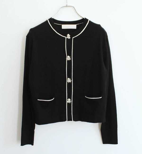 【MARILYN MOON（マリリンムーン）】pearlized cotton cashmere cropped cardigan