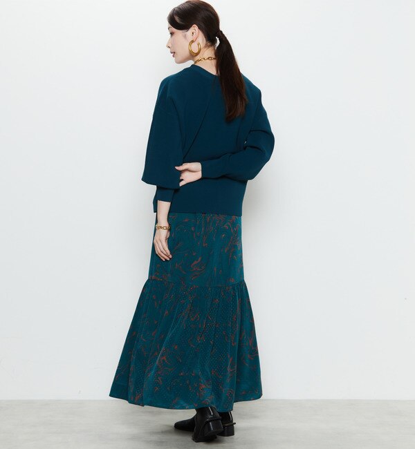 マーブル柄ドットジャガード裾切り替えギャザースカート|Soffitto