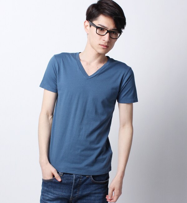 RED SEAM Vネック半袖Tシャツ