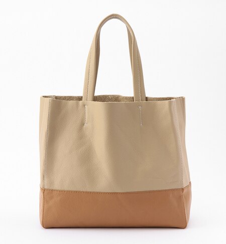 UR 2 COLOR LEATHER TOTE BAG