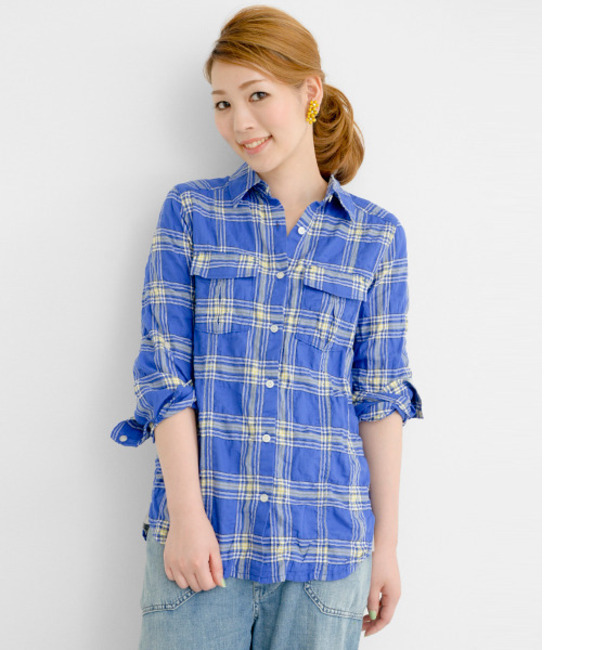 ROSSO sabena ヘリンボンシャーリングチェックBLOUSE