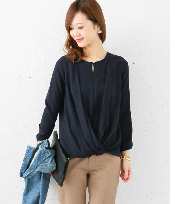 DOORS 前裾タックドレープブラウス