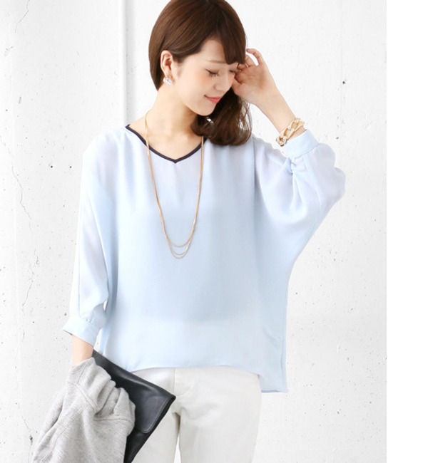 DOORS 配色Vネックドロシープルオーバー