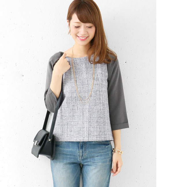 DOORS ツィード切替ブラウス