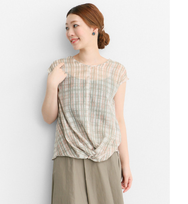 ROSSO sabena ぼかし格子柄 BLOUSE