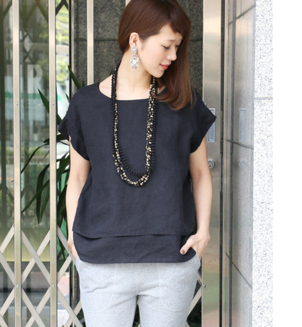 DOORS リネンレイヤードブラウス