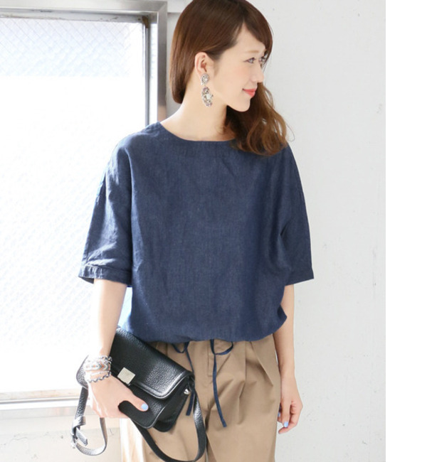 DOORS コットンリネンデニムブラウス