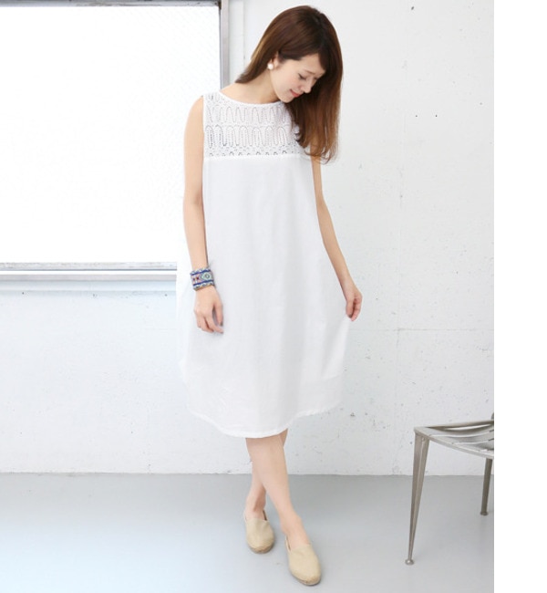 DOORS mizuiro-ind lace seemed NO-SLEEVE ONE-PIECE